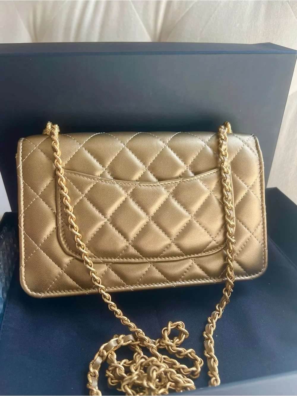 Chanel Metallic Gold Wallet on chain WOC